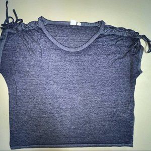 Gap Lace Shoulders Crop Tee Heather Navy Womens L